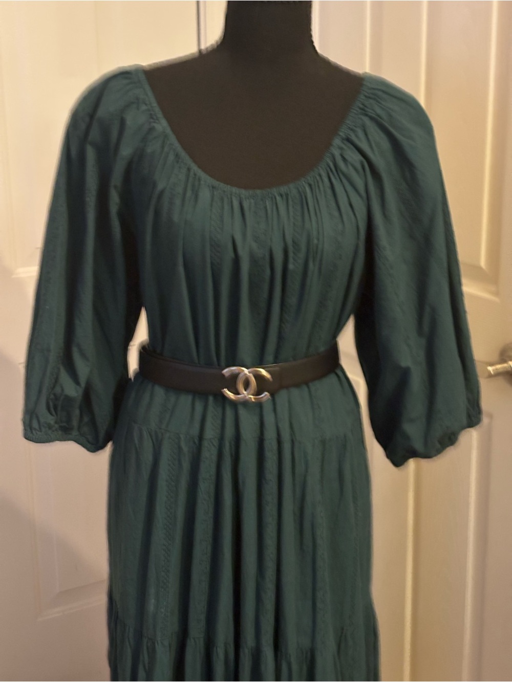 Universal Thread Teal Long-Sleeve Peasant Midi Dress